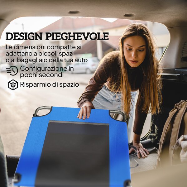 Outsunny Lettino Sdraio Pieghevole, Schienale Regolabile 4 Posizioni, Maniglia Trasporto, Colore Blu. | Aosom Italy