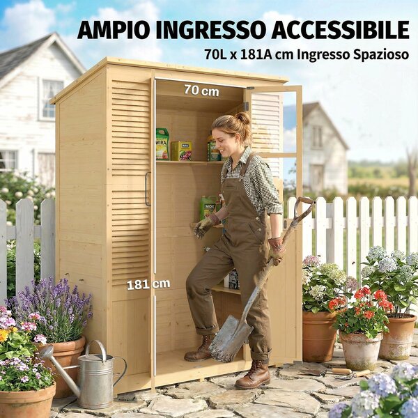 Outsunny Capanno da Giardino Walk-in con Pavimento e 4 Finestre | Aosom Italy