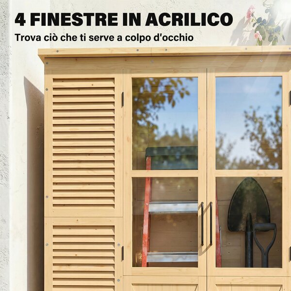 Outsunny Capanno da Giardino Walk-in con Pavimento e 4 Finestre | Aosom Italy