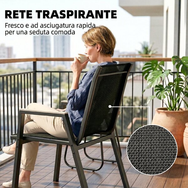 Outsunny Set Bistrò da Esterni 3 Pezzi, Tavolino con Piedini Regolabili | Aosom Italy