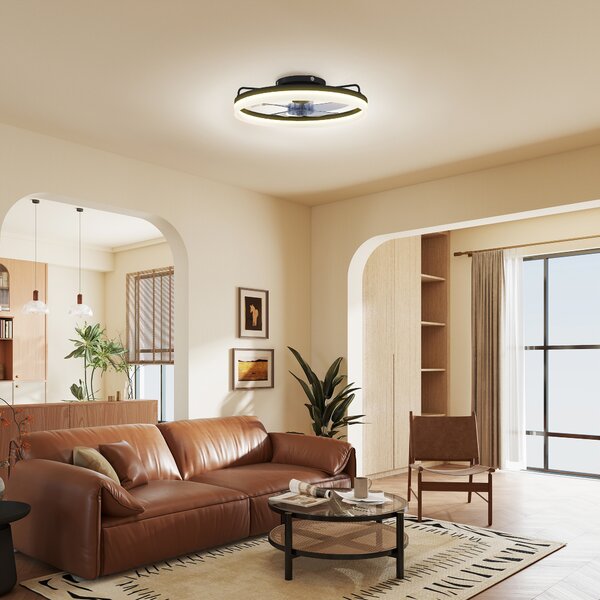 HOMCOM Ventilatore a Soffitto in Acciaio e Plastica con Luce LED Regolabile, Telecomando, Timer, 6 Velocità, Nero | Aosom Italy