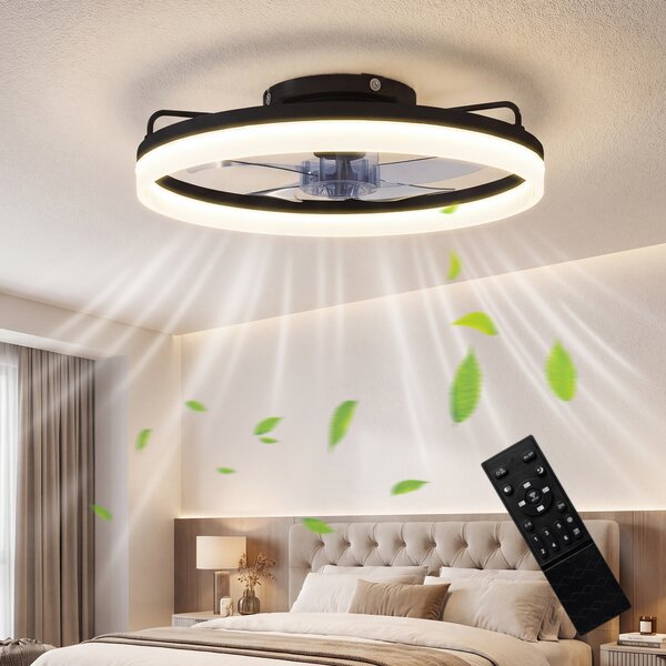 HOMCOM Ventilatore a Soffitto in Acciaio e Plastica con Luce LED Regolabile, Telecomando, Timer, 6 Velocità, Nero | Aosom Italy