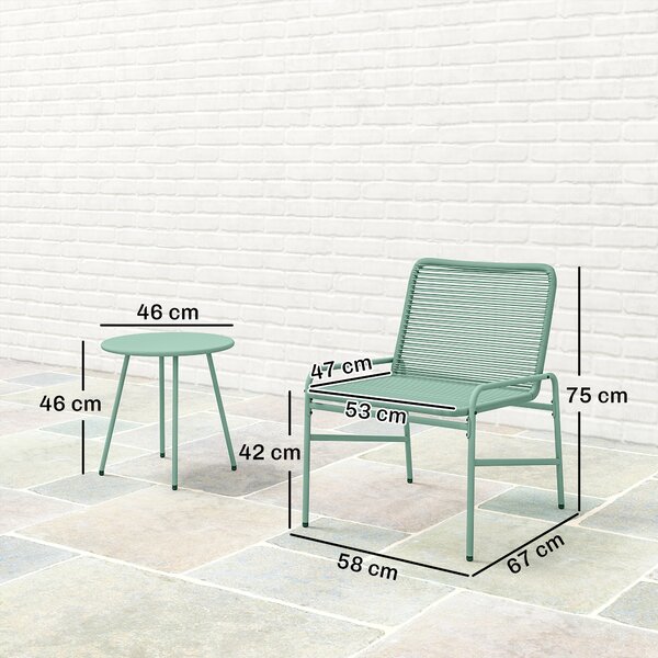 Outsunny Set Bistrò Rattan 3 Pezzi: 2 Sedie, Tavolo Rotondo Giardino, Verde. | Aosom Italy