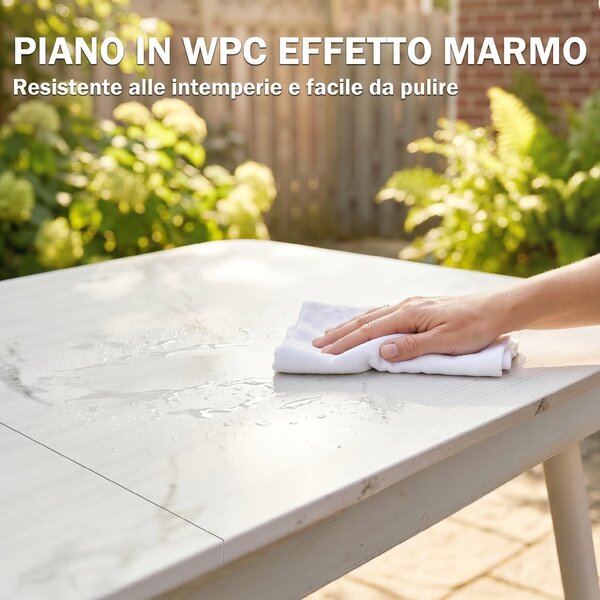 Outsunny Tavolo da Giardino per 6 Persone, Rettangolare 140x80 cm con Piano in WPC | Aosom Italy