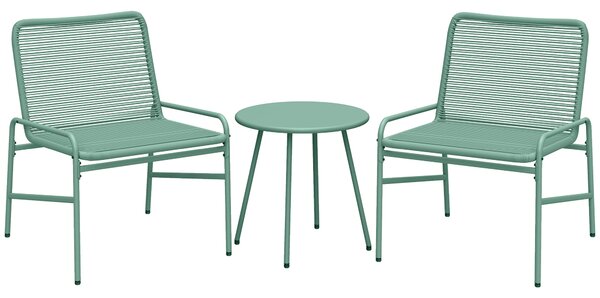 Outsunny Set Bistrò Rattan 3 Pezzi: 2 Sedie, Tavolo Rotondo Giardino, Verde. | Aosom Italy