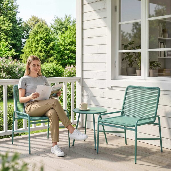 Outsunny Set Bistrò Rattan 3 Pezzi: 2 Sedie, Tavolo Rotondo Giardino, Verde. | Aosom Italy