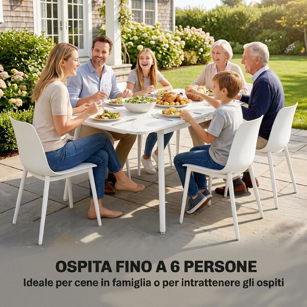 Outsunny Tavolo da Giardino per 6 Persone, Rettangolare 140x80 cm con Piano in WPC | Aosom Italy