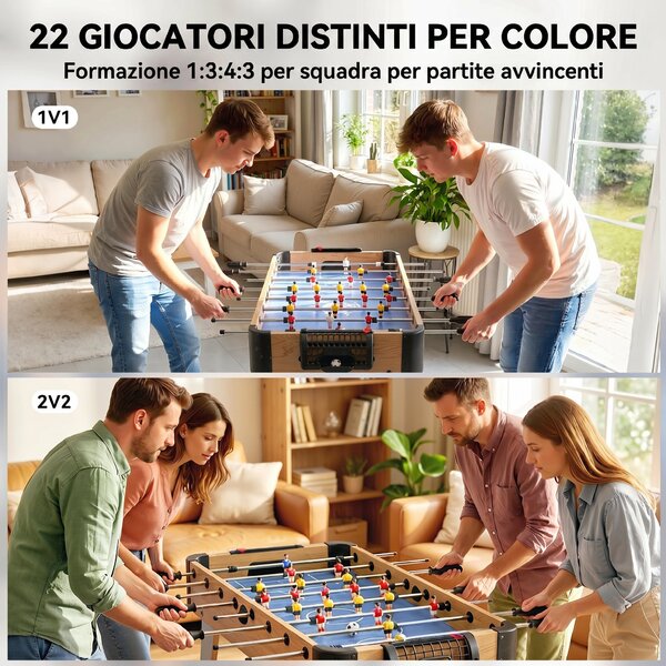 SPORTNOW Calcio Balilla con 2 Segnapunti Manuali, Mini Tavolo da 89 cm per Famiglia, Viola | Aosom Italy