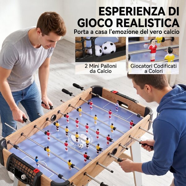 SPORTNOW Calcio Balilla con 2 Segnapunti Manuali, Mini Tavolo da 89 cm per Famiglia, Viola | Aosom Italy