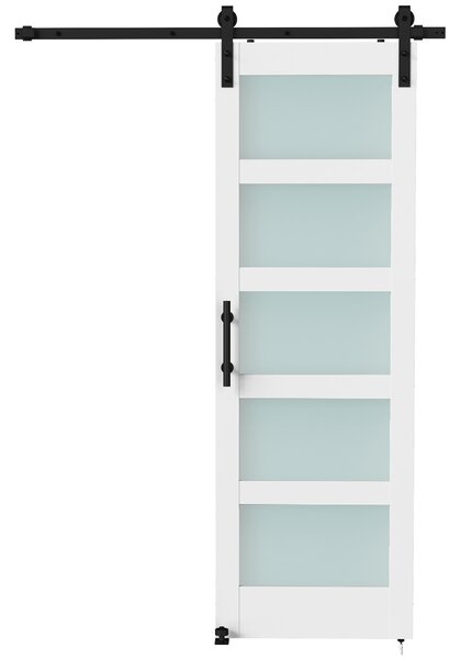 HOMCOM Porta Scorrevole Rustico Interno con Binario Silenzioso, Kit Ferramenta e Maniglia, Bianco | Aosom Italy