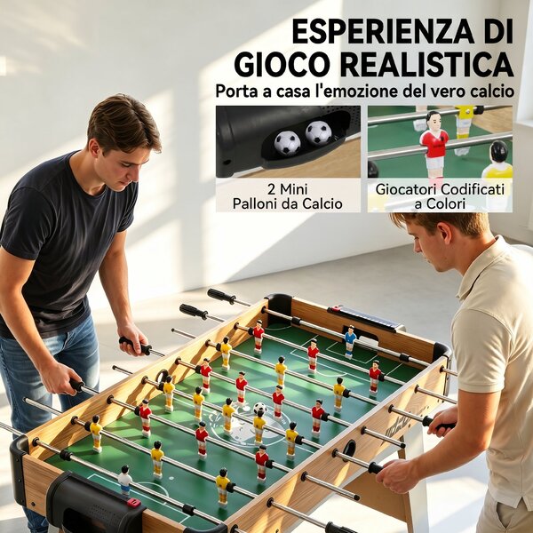 SPORTNOW Calcio Balilla, 89 cm Tavolo, Set Gioco, Segnapunti Manuali, Rovere Giallo | Aosom Italy