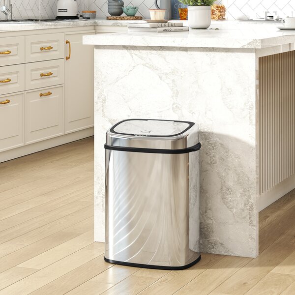 HOMCOM Pattumiera con Sensore a Infrarossi da 50L in Acciaio Inox con 2 Modalità di Apertura, Argento | Aosom Italy