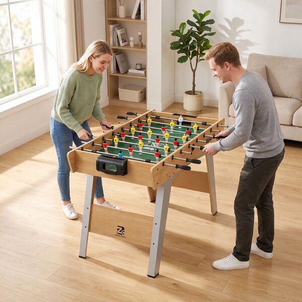 SPORTNOW Calcio Balilla, Tavolo 121 Cm, 22 Giocatori, Segnapunti Manuali, Legno Naturale | Aosom Italy