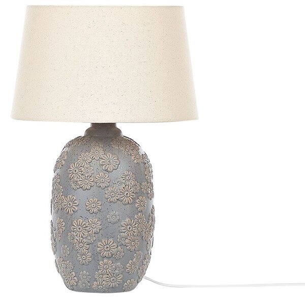 Lampada da tavolo in ceramica grigia e beige 46 cm con paralume