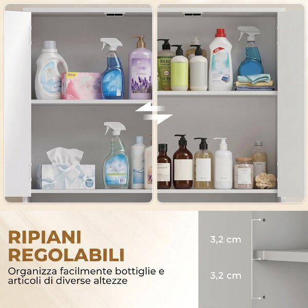 HOMCOM Mobile Alto da Bagno Slim Bianco Lucido con Cassetti e Ripiani | Aosom Italy