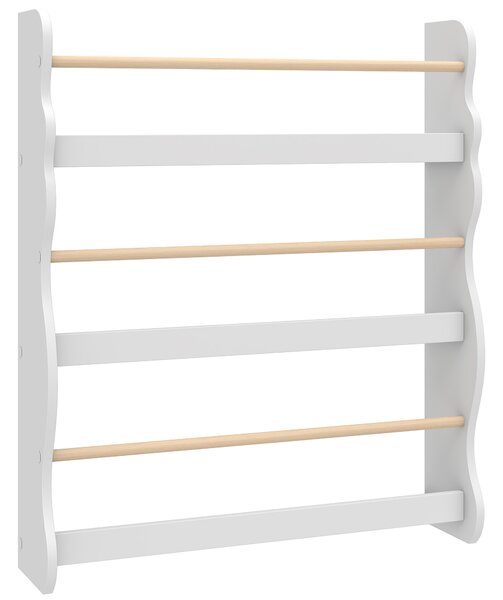 AIYAPLAY Libreria Montessoriana per Bambini 3-8 Anni a 3 Ripiani, 60x15x73 cm, per Cameretta, Bianco | Aosom Italy
