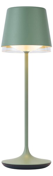 Lampada da tavolo verde con LED IP65 ricaricabile con stazione di ricarica - Bass