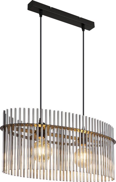 Lampada a sospensione, aste in vetro fumé, nero opaco, L 60 cm
