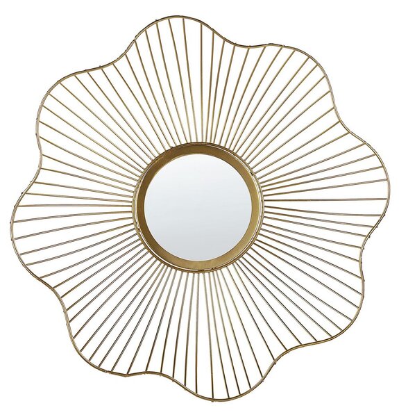 Specchio a forma di fiore dorato 40 cm per soggiorno camera da letto Beliani