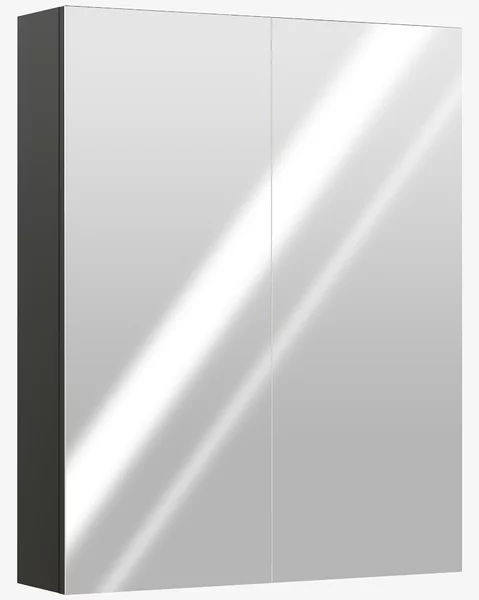 HOMCOM Armadietto Pensile Bagno 2 Ante con Specchiera e 2 Ripiani Interni in MDF, 60x15x75 cm, Nero | Aosom Italy
