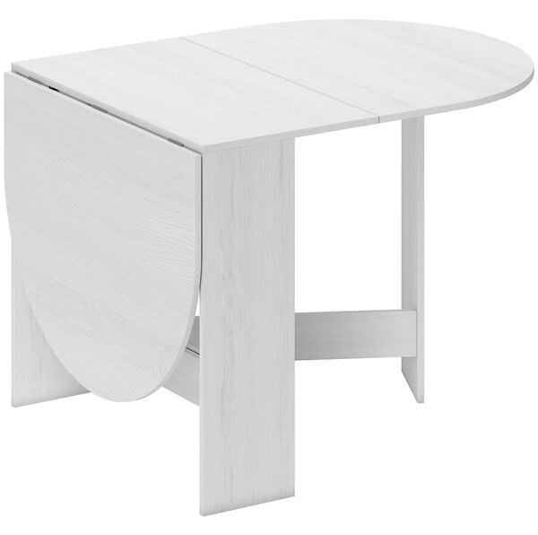 HOMCOM Tavolo Pieghevole per 6 Persone con 2 Ribalte Ovale in Legno, 163x80x75 cm, Bianco | Aosom Italy