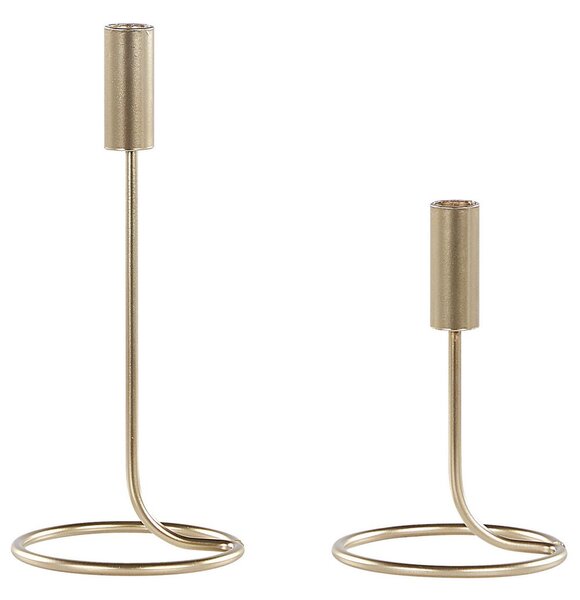 Set di 2 portacandele in ferro dorato di forma rotonda moderna e minimalista decorazione candelieri Beliani
