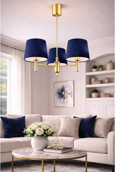 Brilagi - Lampadario con asta MONTE 3xE27/15W/230V blu/oro