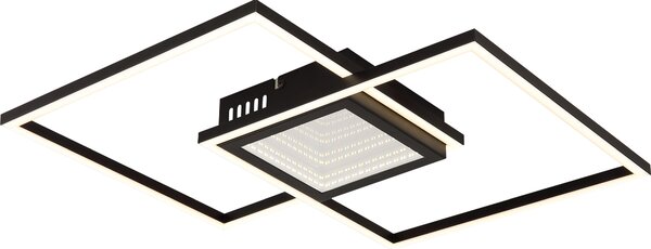 Plafoniera LED, metallo, nero, dimmerabile, telecomando
