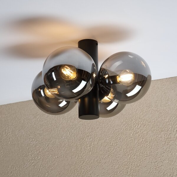 Plafoniera SFERIO 4xE14/5W/230V nero/nero fumé