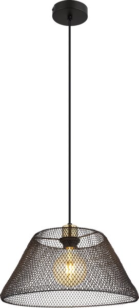 Lampada a sospensione, metallo nero, design a reticolo, H 120 cm