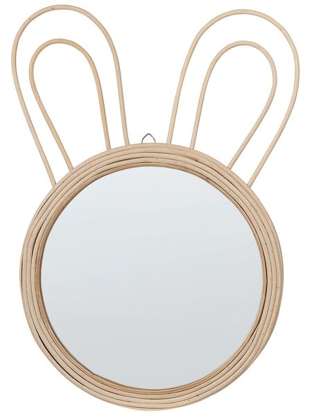 Specchio da parete Rattan naturale ø 28 cm Decorativo orecchie di coniglio Camera dei bambini Boho Moderno Beliani