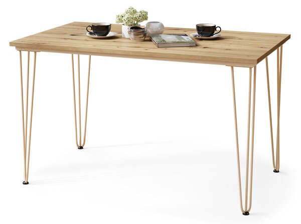 HAIRPIN S-120 Rovere Artisan/Beige - TAVOLO LOFT PER CUCINA SALA DA PRANZO SALONE MODERNO/BOHO