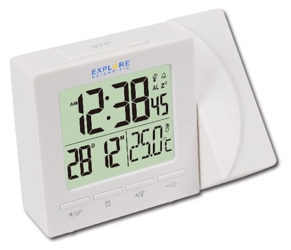ExploreScientific RDP1001 Orologio Proiezione Sveglia Giorno Temperatura Bianco
