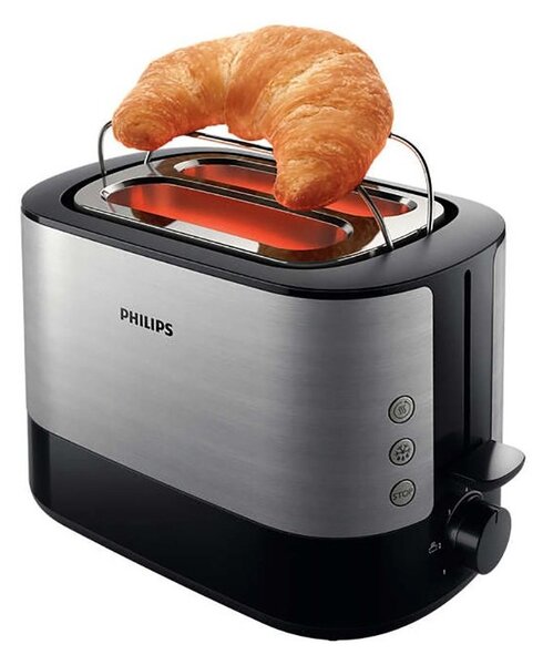 Philips HD2639/90 Inox Tostapane 1000W Scongelamento Riscaldamento Cassetto Briciole