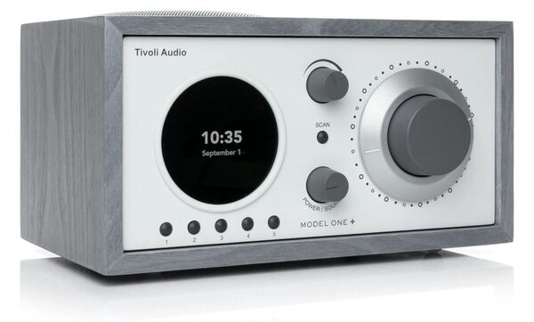 TivoliAudio Model One+ Grey/White Radio DAB/DAB+ FM Bluetooth Aux Orologio Sveglia