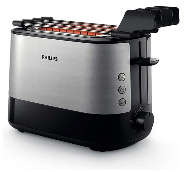 Philips HD2639/90 Inox Tostapane 1000W Scongelamento Riscaldamento Cassetto Briciole