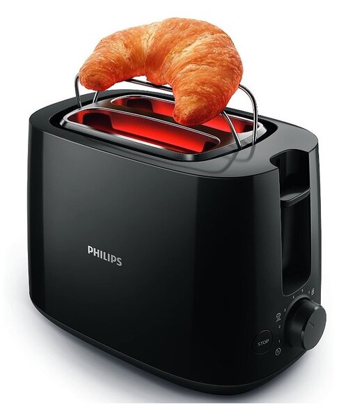 Philips HD2583/90 Black Tostapane 600W Funzione Riscaldamento Scongelamento