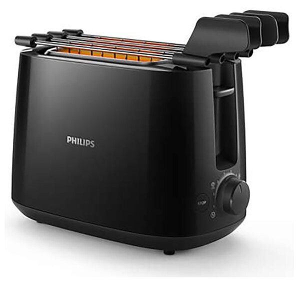 Philips HD2583/90 Black Tostapane 600W Funzione Riscaldamento Scongelamento