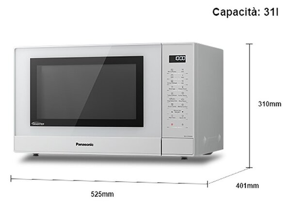 Panasonic NN-GT45KWSUG Bianco Microonde Combinato Grill 31L Inverter Menù Bambini