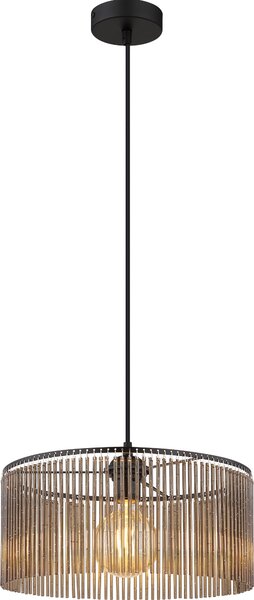 Lampada a sospensione NOWA, struttura in metallo nero opaco, decorazione in acrilico color fumo, cavo in PVC nero, altezza regolabile, diametro: 350 mm, altezza: 1350 mm, esclusa lampadina: 1 x E27 60W 230V