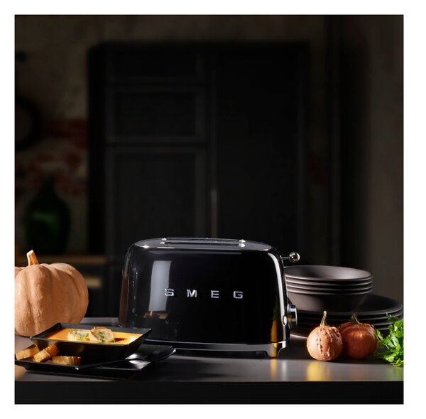 Smeg TSF01BLEU Nero Lucido 50's Style Tostapane 2x2 Fette:2 Scomparti:2 AutoEspulsione Cassettino