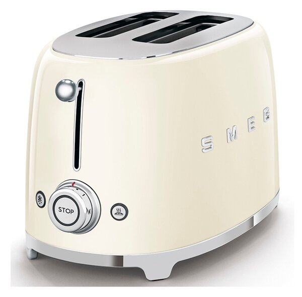 Smeg TSF01CREU Panna Lucido 50's Style Tostapane 2x2 Fette:2 Scomparti:2 AutoEspulsione Cassettino