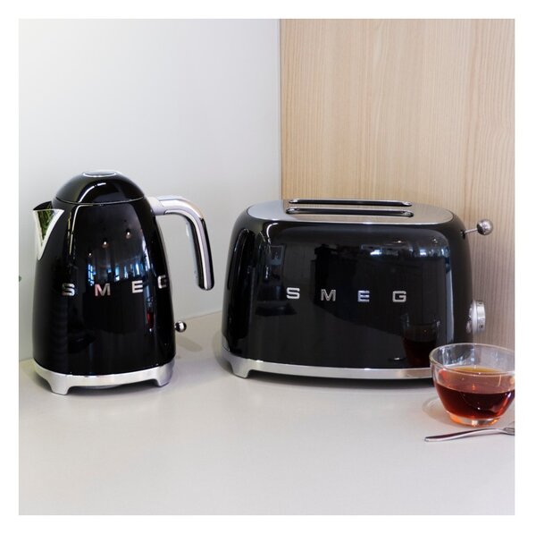 Smeg TSF01BLEU Nero Lucido 50's Style Tostapane 2x2 Fette:2 Scomparti:2 AutoEspulsione Cassettino