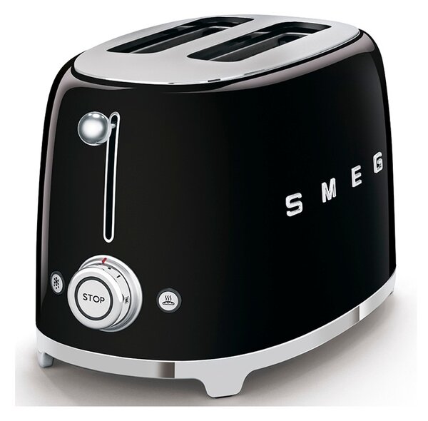 Smeg TSF01BLEU Nero Lucido 50's Style Tostapane 2x2 Fette:2 Scomparti:2 AutoEspulsione Cassettino