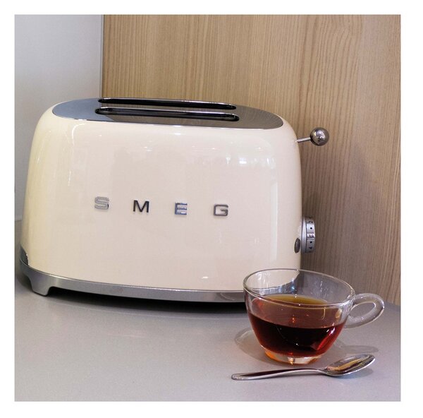 Smeg TSF01CREU Panna Lucido 50's Style Tostapane 2x2 Fette:2 Scomparti:2 AutoEspulsione Cassettino