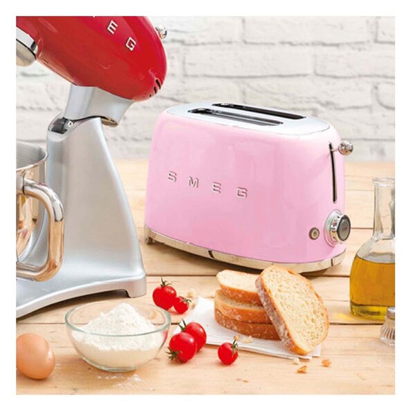 Smeg TSF01PKEU Rosa Lucido 50's Style Tostapane 2x2 Fette:2 Scomparti:2 AutoEspulsione Cassettino