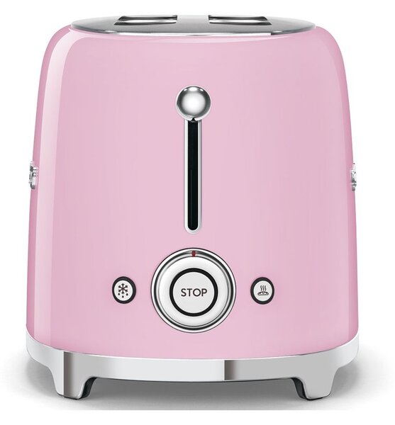 Smeg TSF01PKEU Rosa Lucido 50's Style Tostapane 2x2 Fette:2 Scomparti:2 AutoEspulsione Cassettino