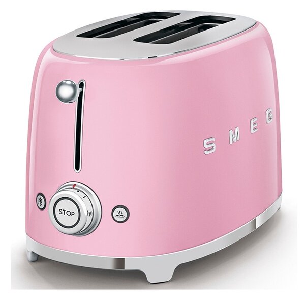 Smeg TSF01PKEU Rosa Lucido 50's Style Tostapane 2x2 Fette:2 Scomparti:2 AutoEspulsione Cassettino