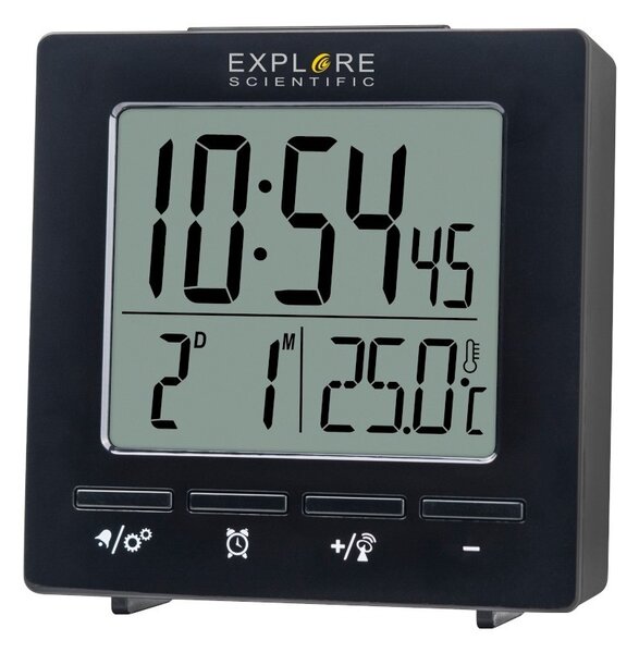 ExploreScientific RDC1005 Black Orologio Radiocontrollato Doppio Allarme Sveglia