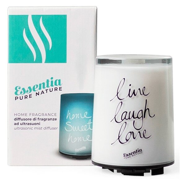 Essentia Diffusore ad Ultrasuoni per Olii Essenziali Idrosolubili Live Laugh Love Bianco